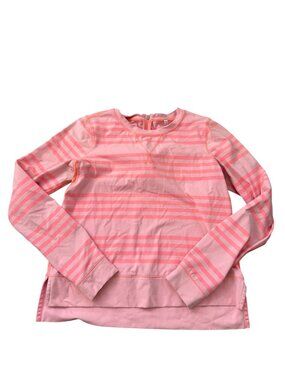 LULULEMON Peach Striped Zip Back Long Sleeve Top Size 6
